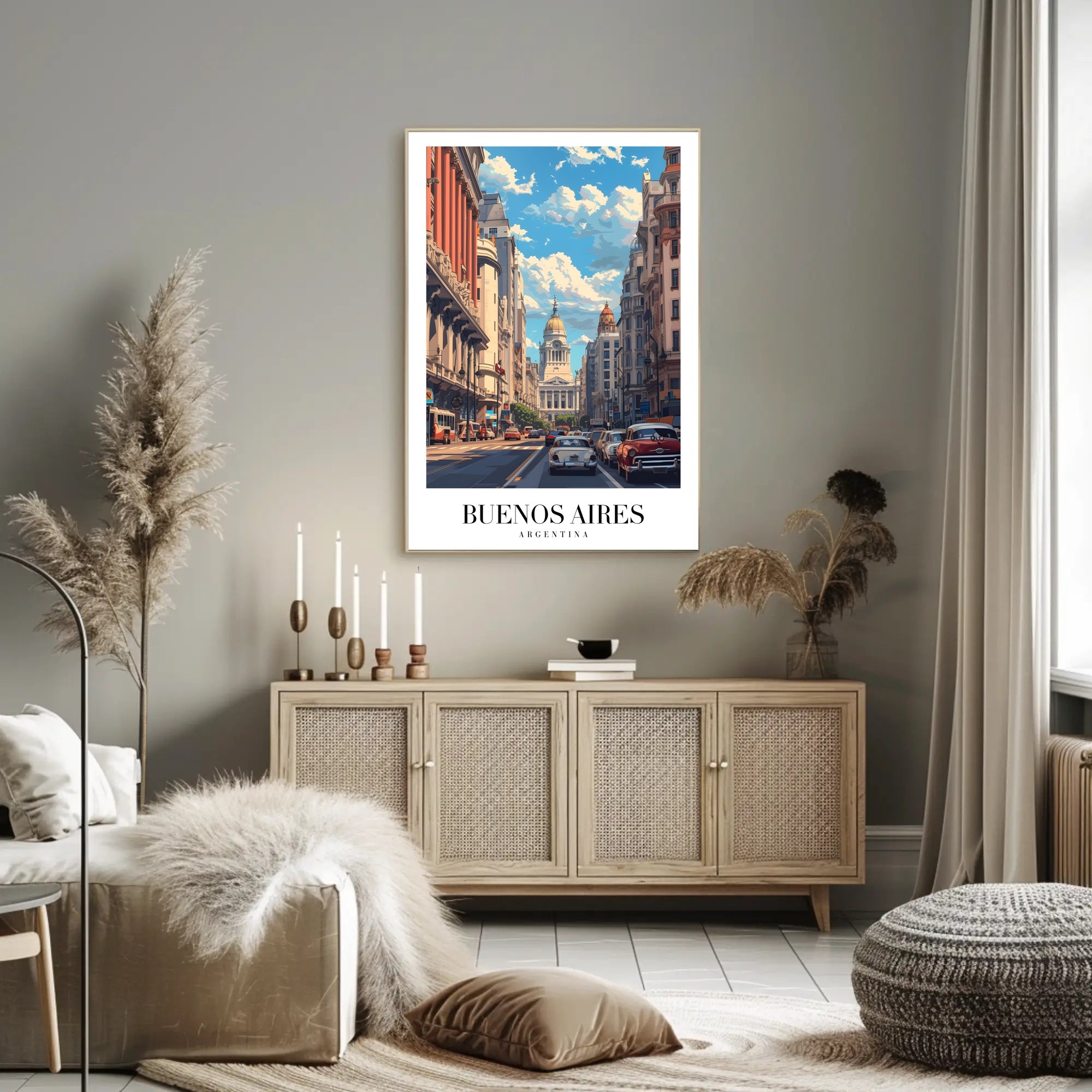 Buenos Aires Mid-Century Urban Scene Travel Poster PosterGoat