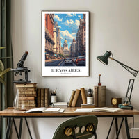 Buenos Aires Mid-Century Urban Scene Travel Poster PosterGoat