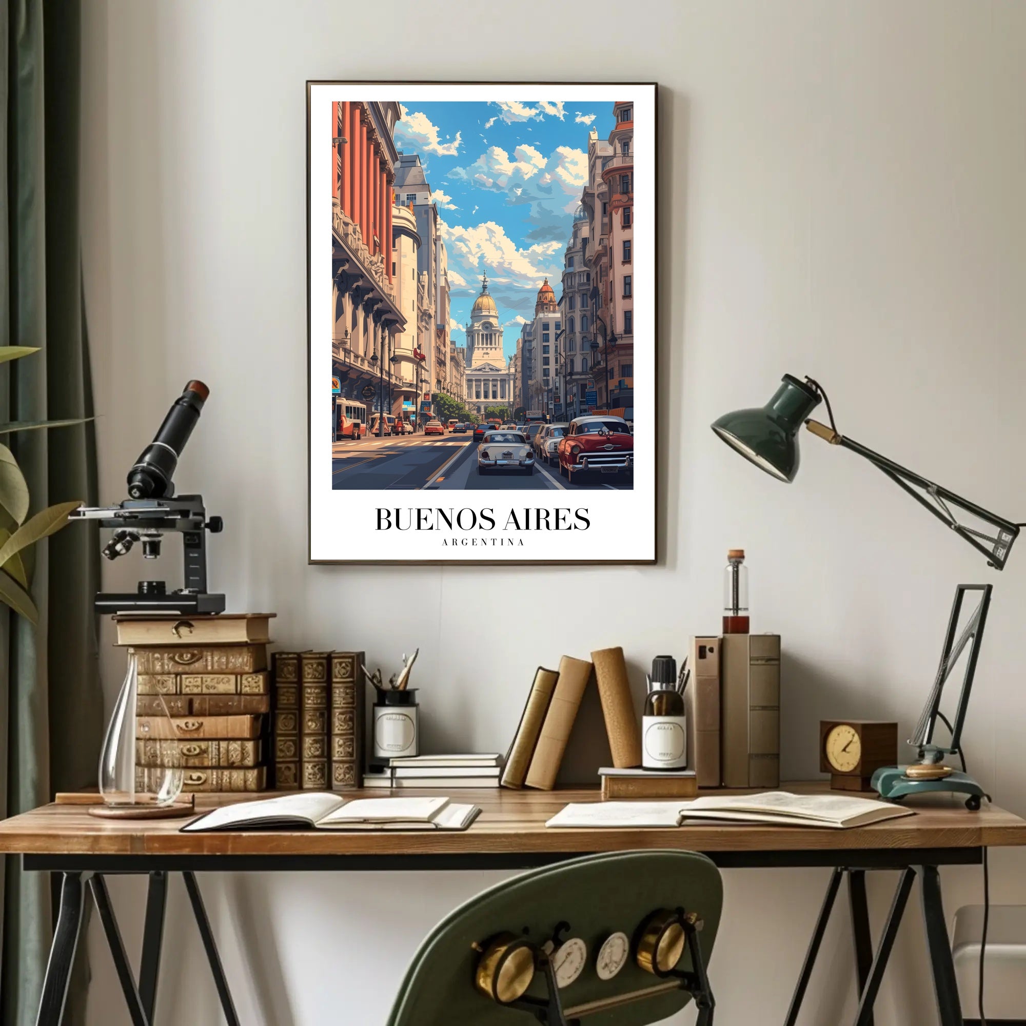 Buenos Aires Mid-Century Urban Scene Travel Poster PosterGoat