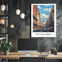 Buenos Aires Mid-Century Urban Scene Travel Poster PosterGoat