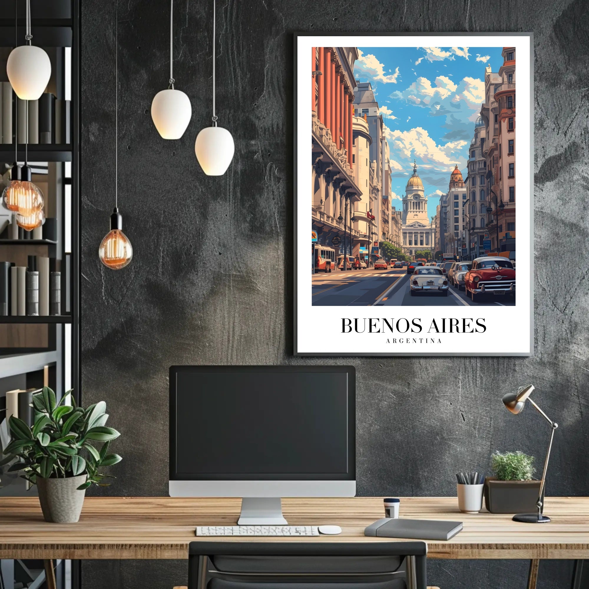 Buenos Aires Mid-Century Urban Scene Travel Poster PosterGoat