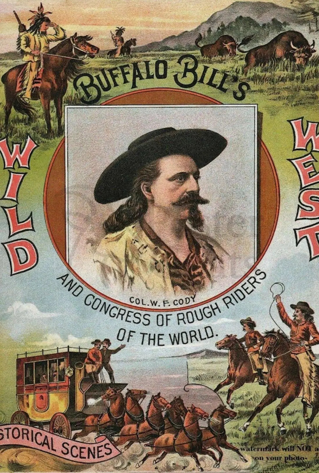 Buffalo Bill's Wild West Vintage Cultural Poster Print PosterGoat