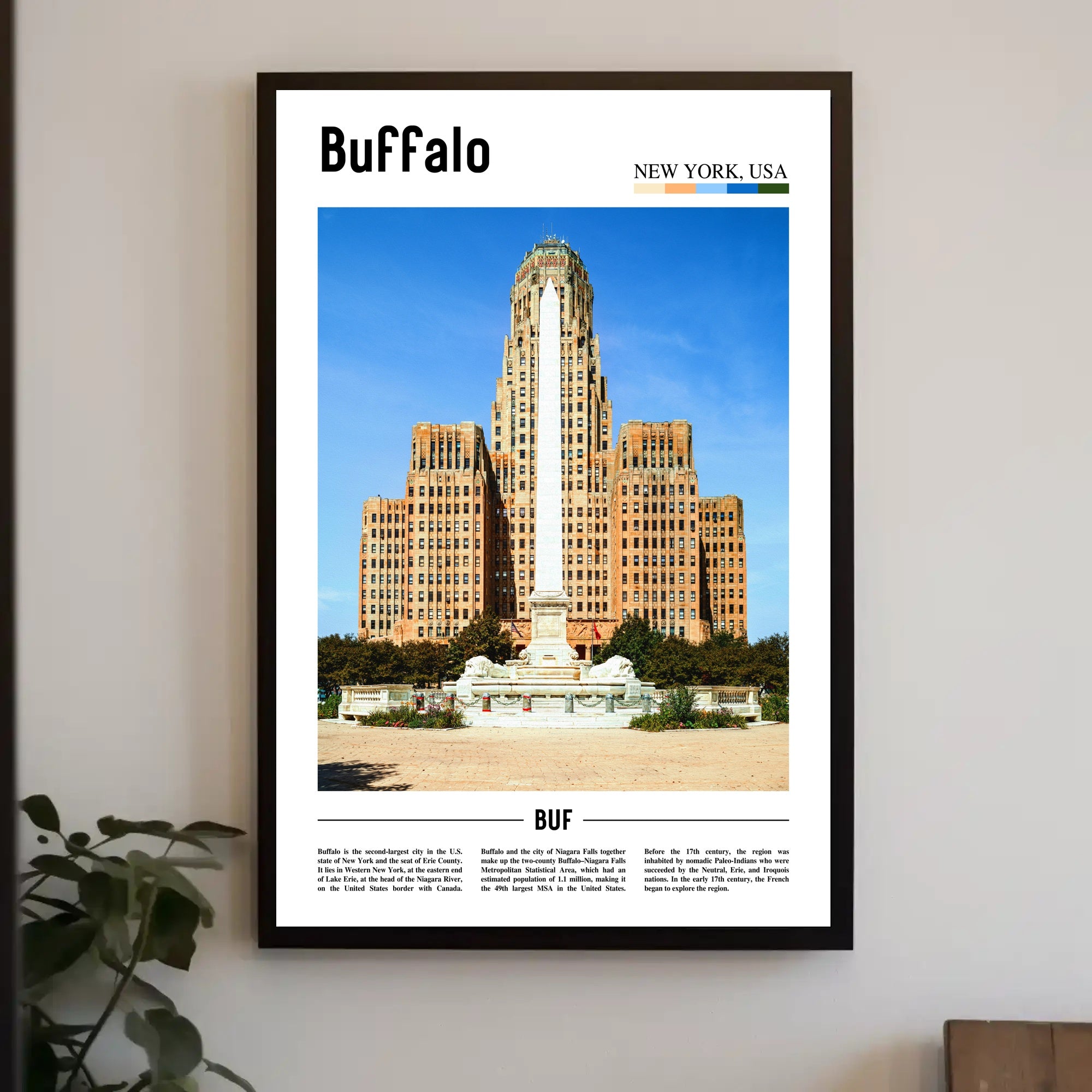 Buffalo City Hall Art Deco Travel Poster PosterGoat