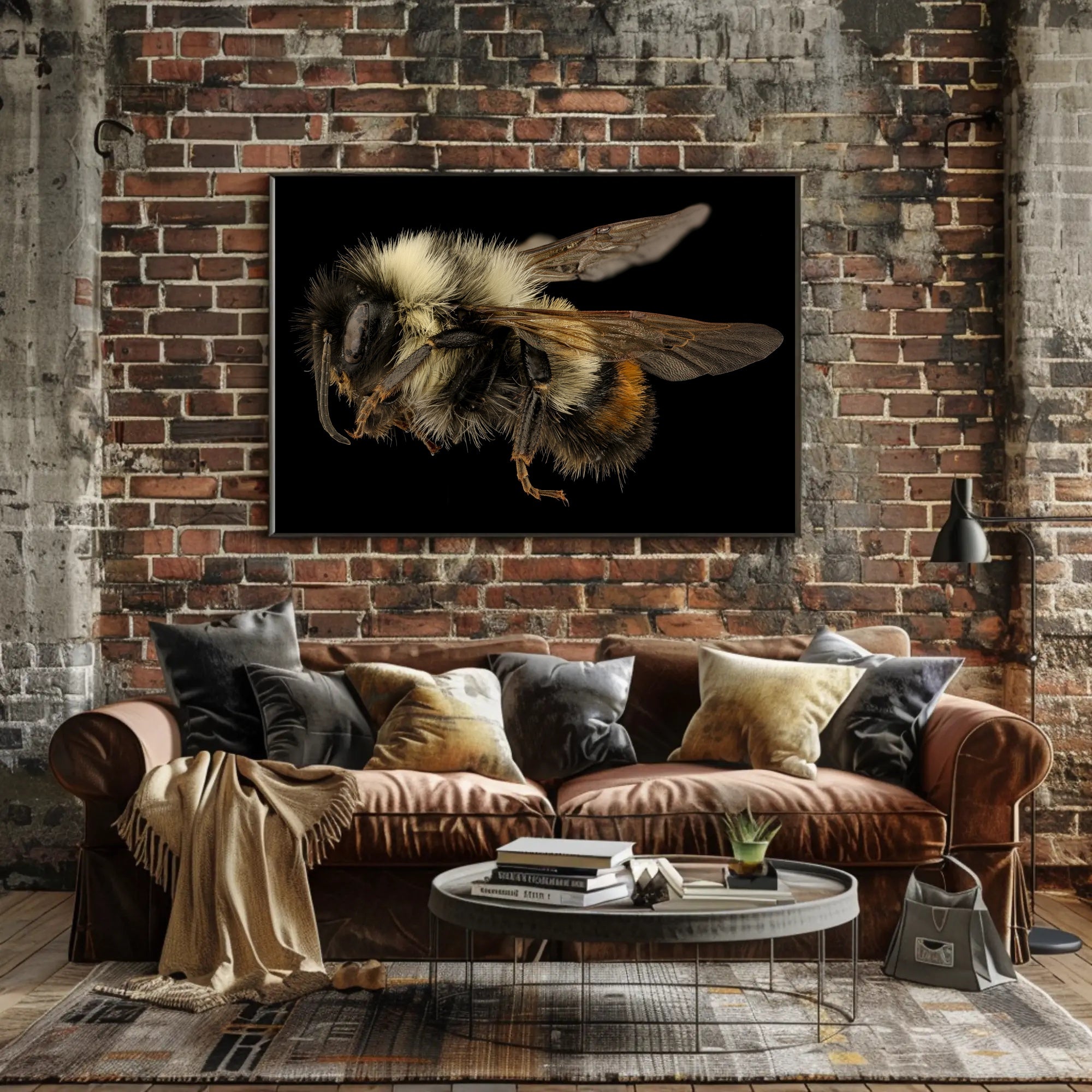 Bumblebee Close-Up Detail Captivates Animal Poster PosterGoat