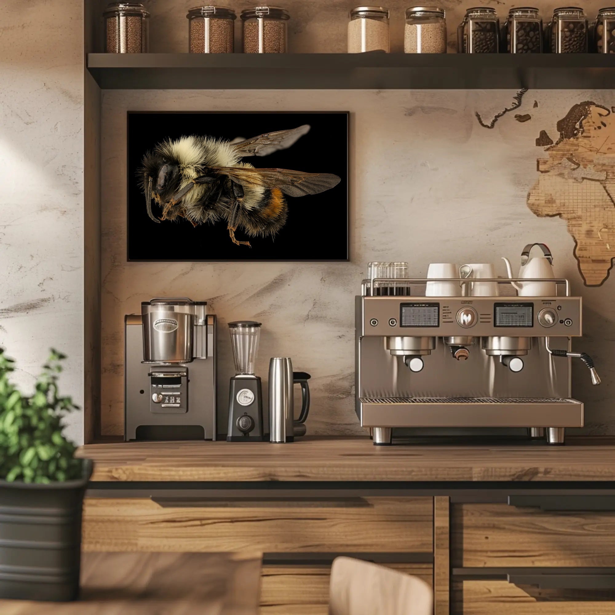 Bumblebee Close-Up Detail Captivates Animal Poster PosterGoat