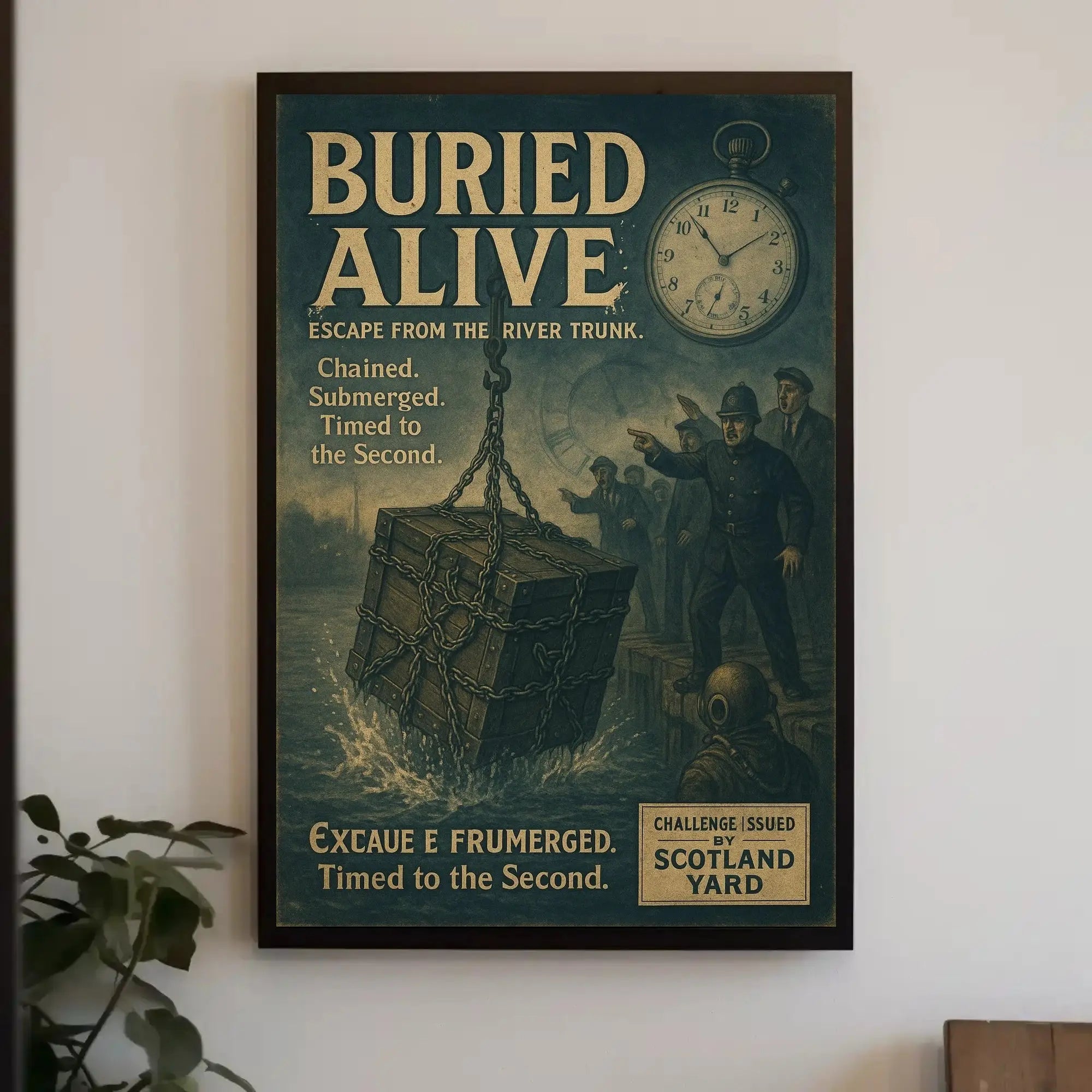 Buried Alive Adventure: Vintage Escape Act Poster PosterGoat