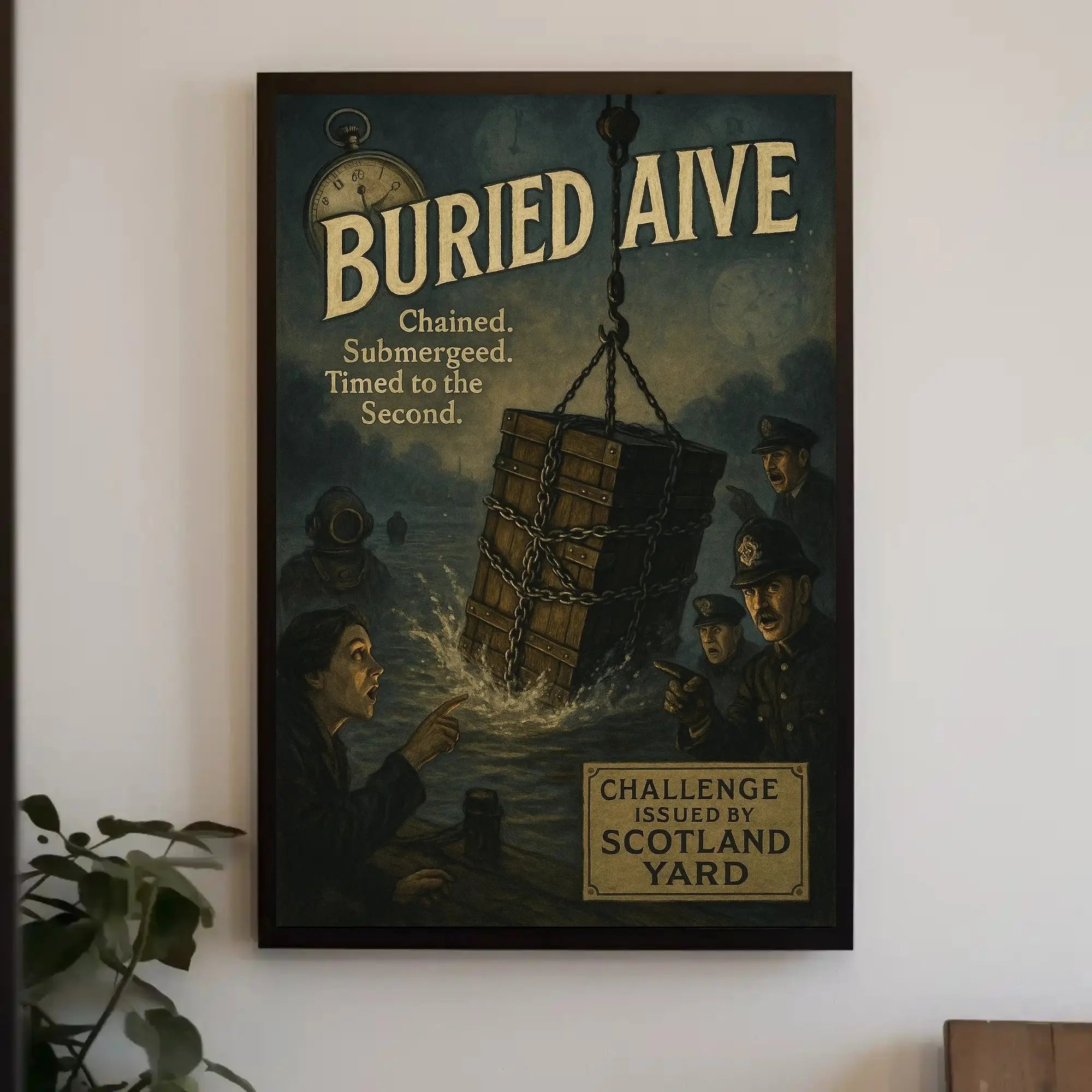 Buried Alive Escape Act Vintage Magic Illusion Poster PosterGoat