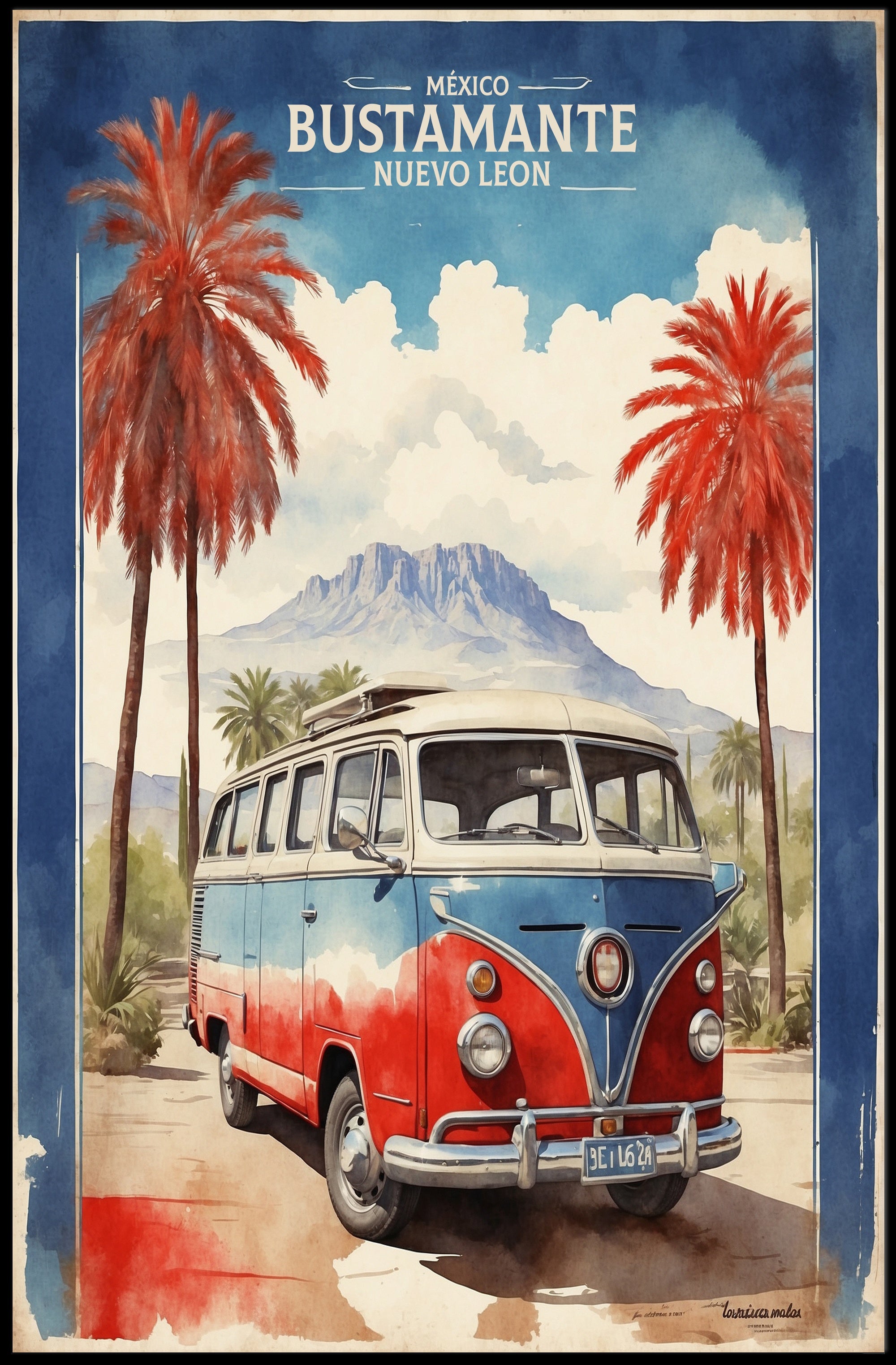 Bustamante Adventure: Vintage Volkswagen Travel Poster PosterGoat