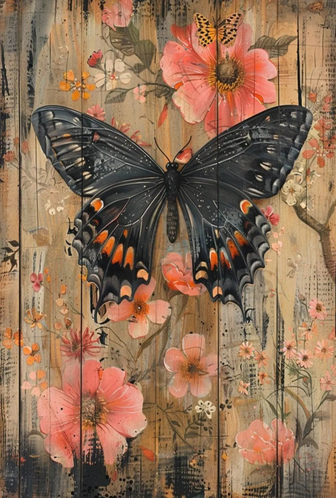 Butterfly Serenity Rustic Design Artistic Poster PosterGoat
