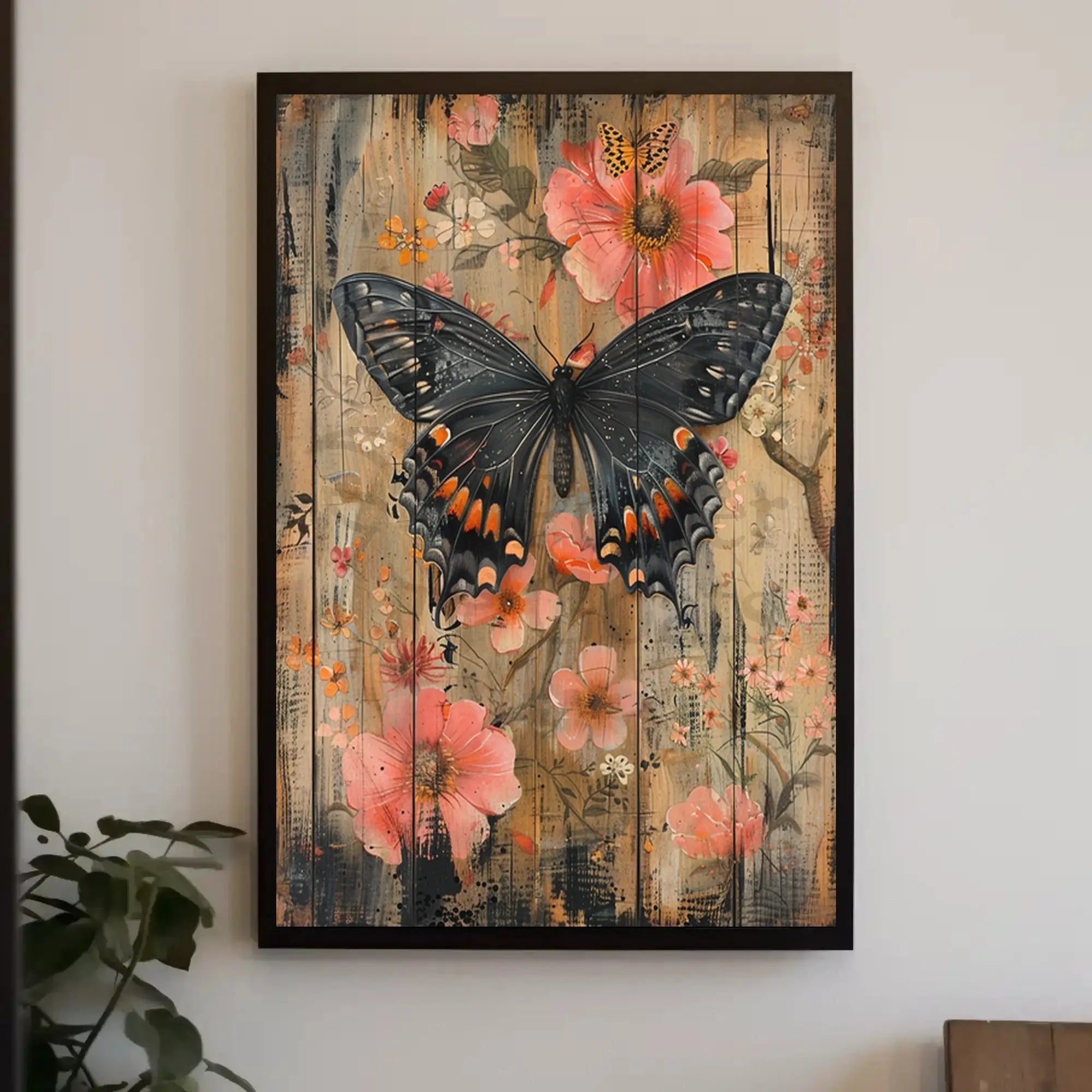 Butterfly Serenity Rustic Design Artistic Poster PosterGoat