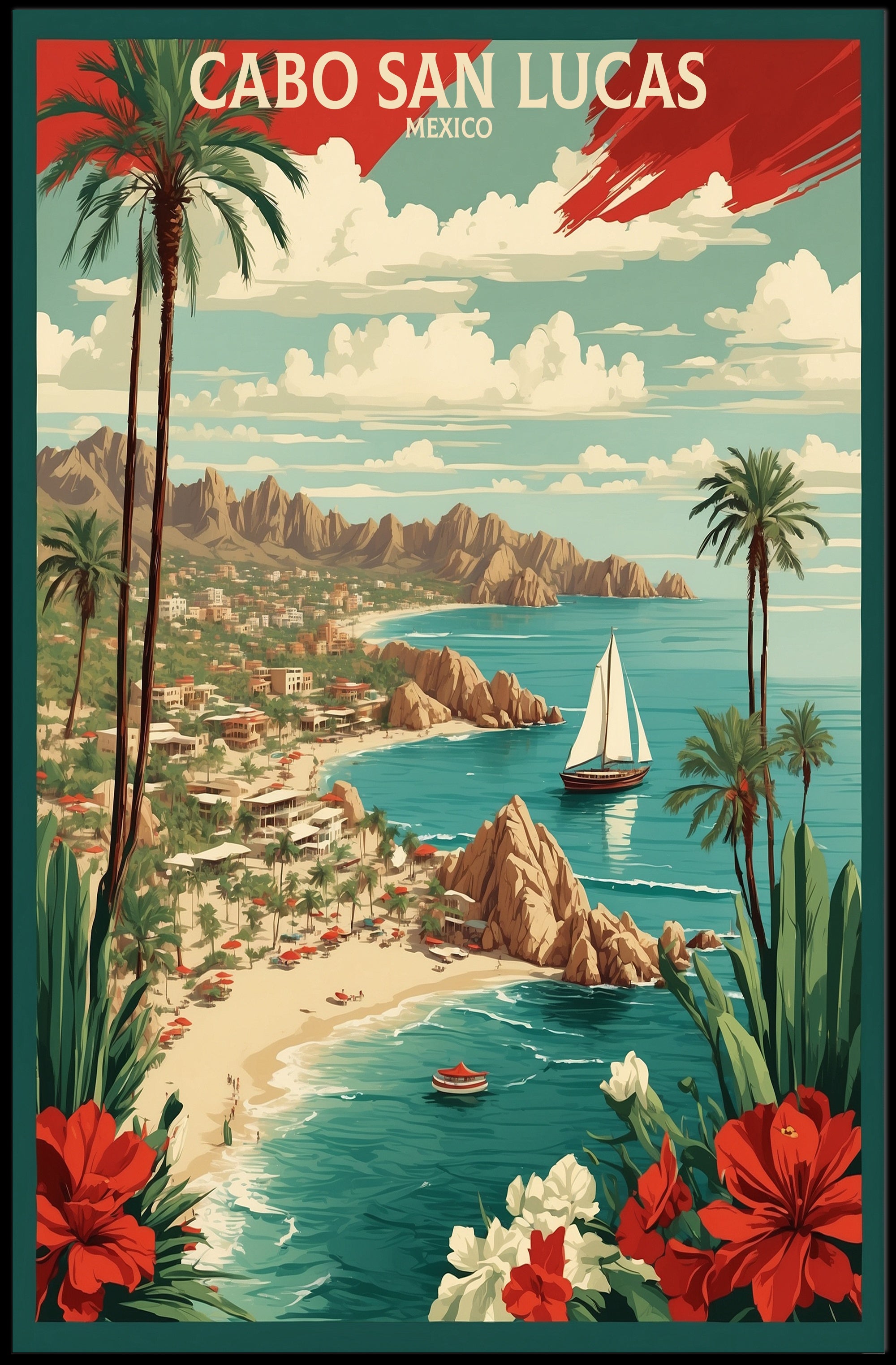 Cabo San Lucas Coastal Vintage Travel Poster PosterGoat