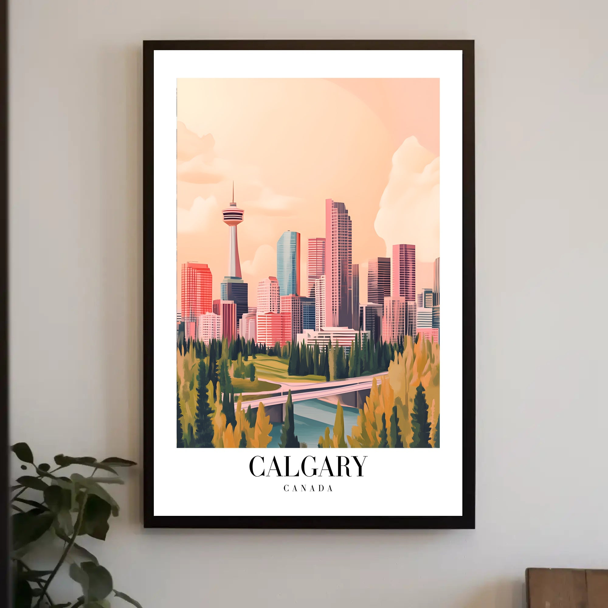 Calgary Skyline Urban Fusion Modern Vintage Cityscape Poster PosterGoat