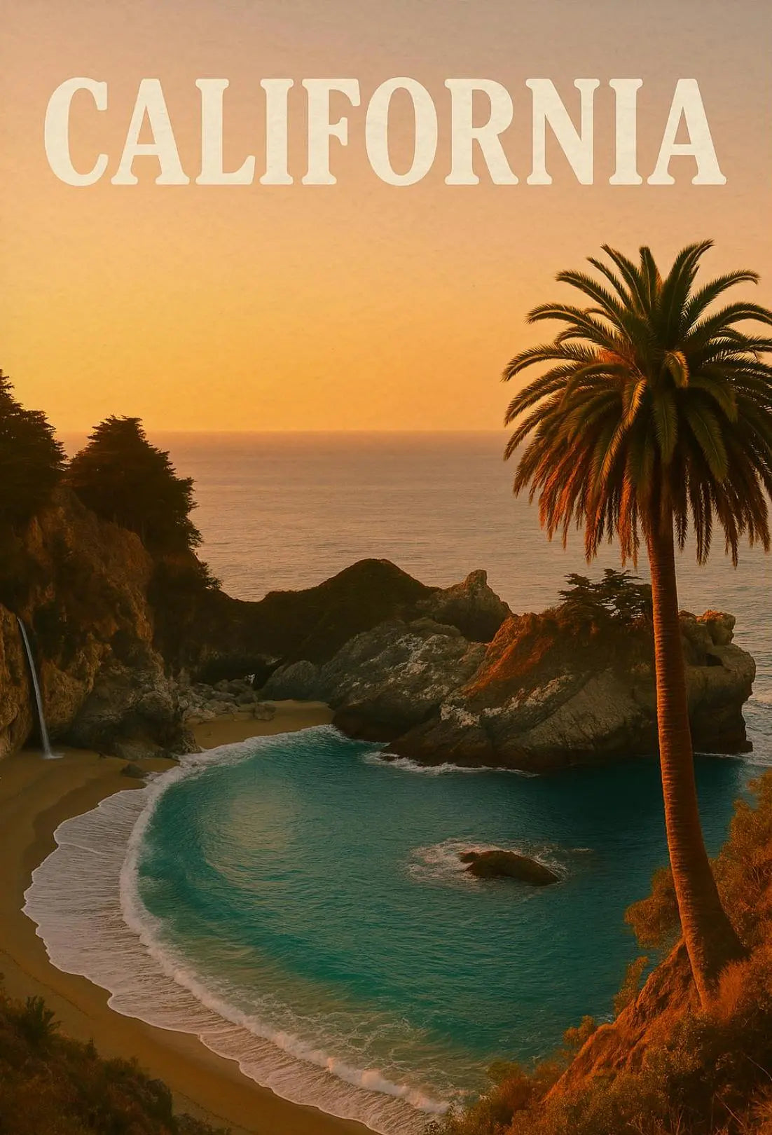 California Coastal Serenity Scenic Travel Poster PosterGoat