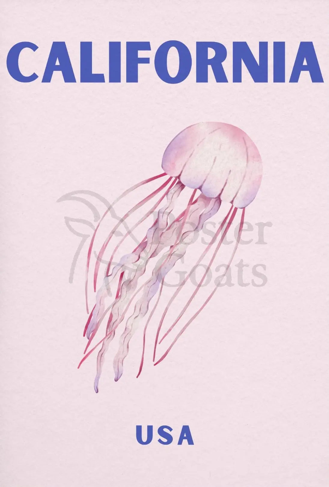 California Dream: Jellyfish Ocean Art Travel Poster PosterGoat