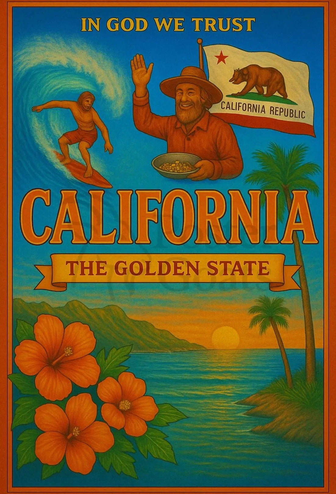 California Dreaming Adventure Vintage Travel Poster PosterGoat