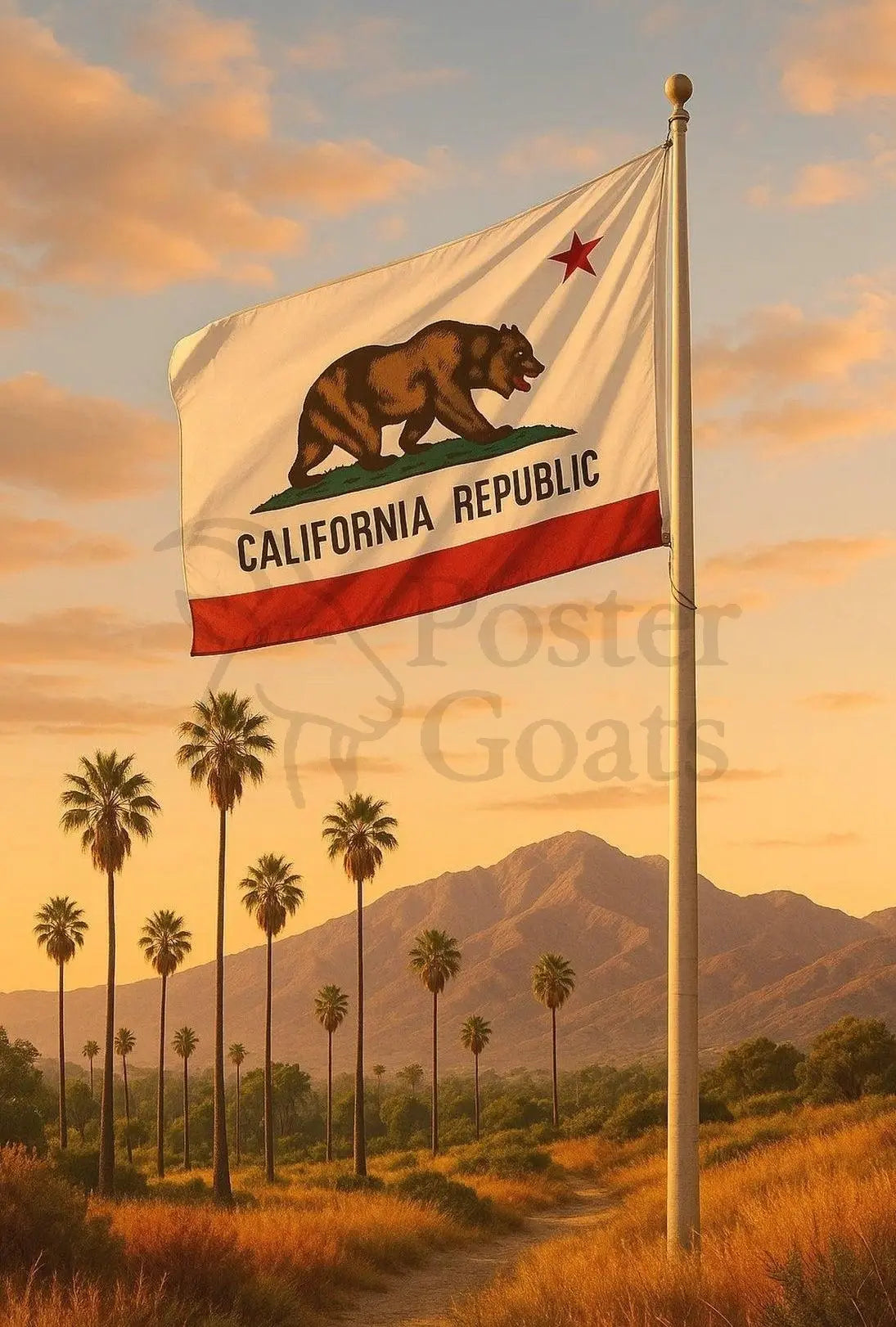 California Republic Flag Scenic View Cultural or Heritage Poster PosterGoat