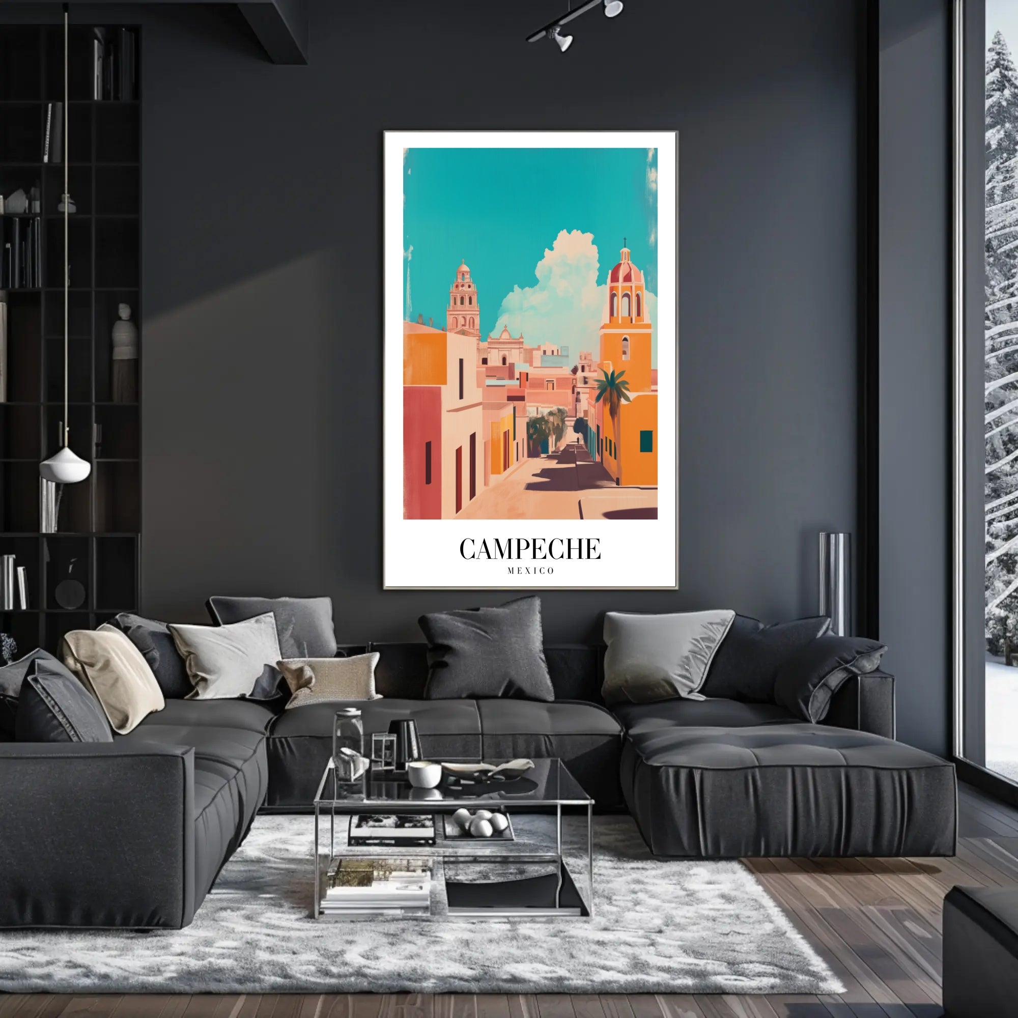 Campeche's Vibrant Streets in Artistic Urban or Cityscape Poster PosterGoat