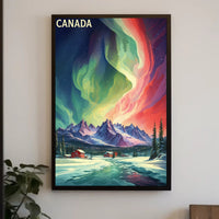 Canadian Winter Auroras Artistic Travel Poster PosterGoat