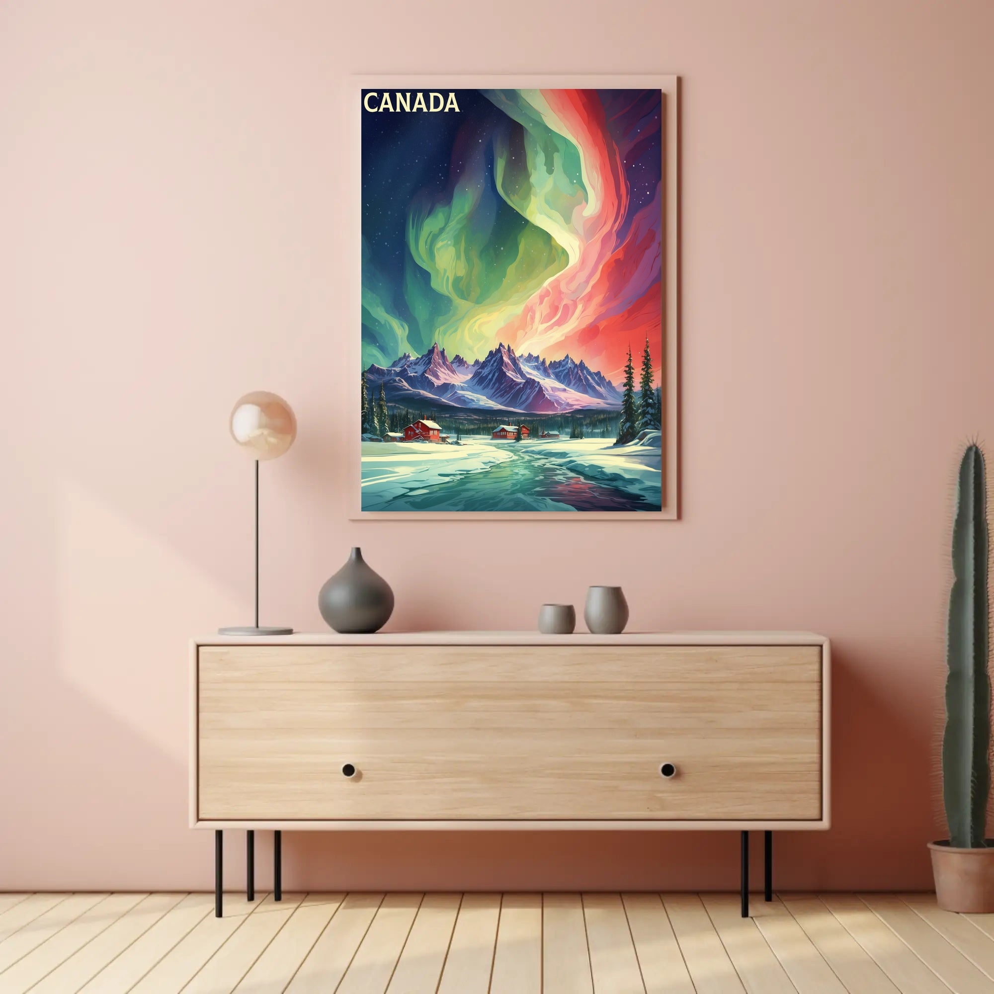 Canadian Winter Auroras Artistic Travel Poster PosterGoat