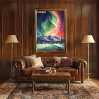 Canadian Winter Auroras Artistic Travel Poster PosterGoat