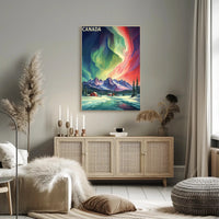 Canadian Winter Auroras Artistic Travel Poster PosterGoat