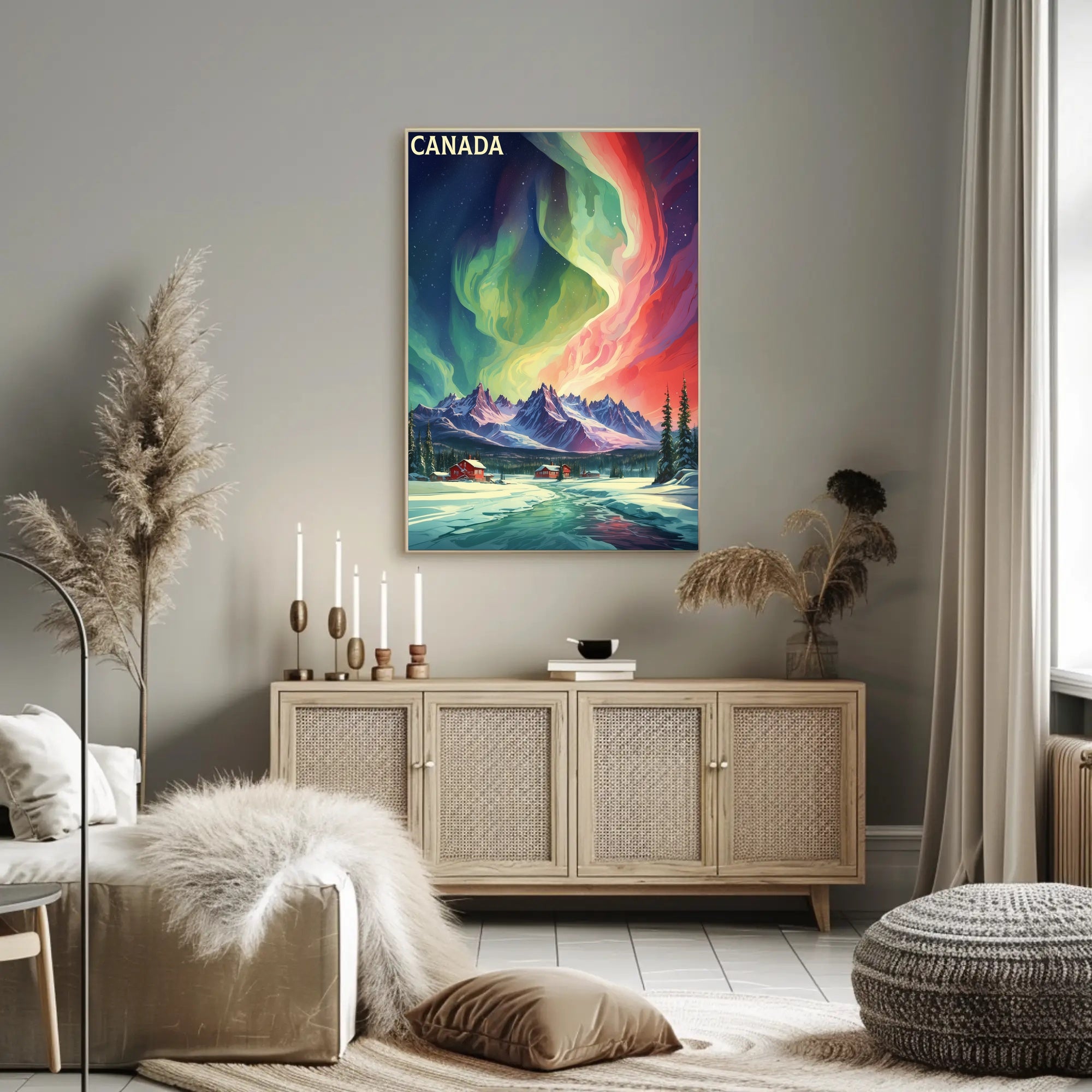 Canadian Winter Auroras Artistic Travel Poster PosterGoat