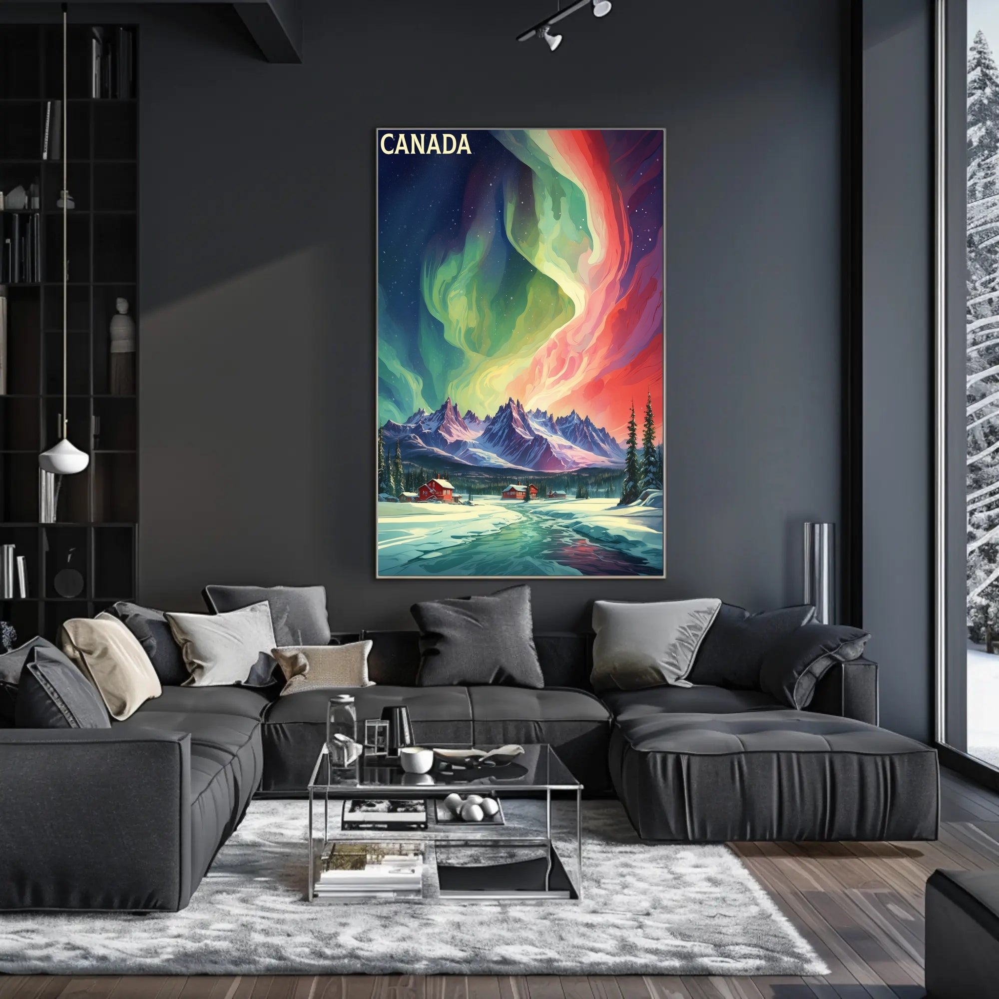 Canadian Winter Auroras Artistic Travel Poster PosterGoat