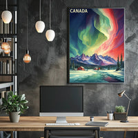 Canadian Winter Auroras Artistic Travel Poster PosterGoat