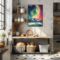 Canadian Winter Auroras Artistic Travel Poster PosterGoat