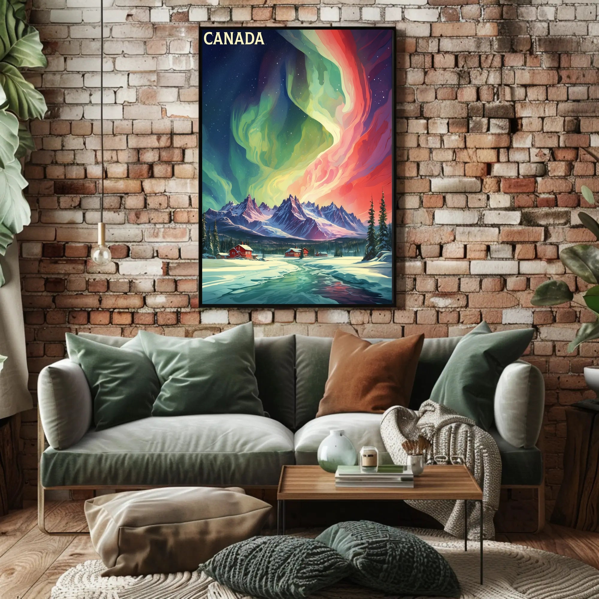 Canadian Winter Auroras Artistic Travel Poster PosterGoat