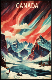 Canadian Winter Landscape with Northern Lights National Park Poster PosterGoat