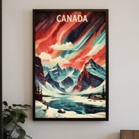 Canadian Winter Landscape with Northern Lights National Park Poster PosterGoat