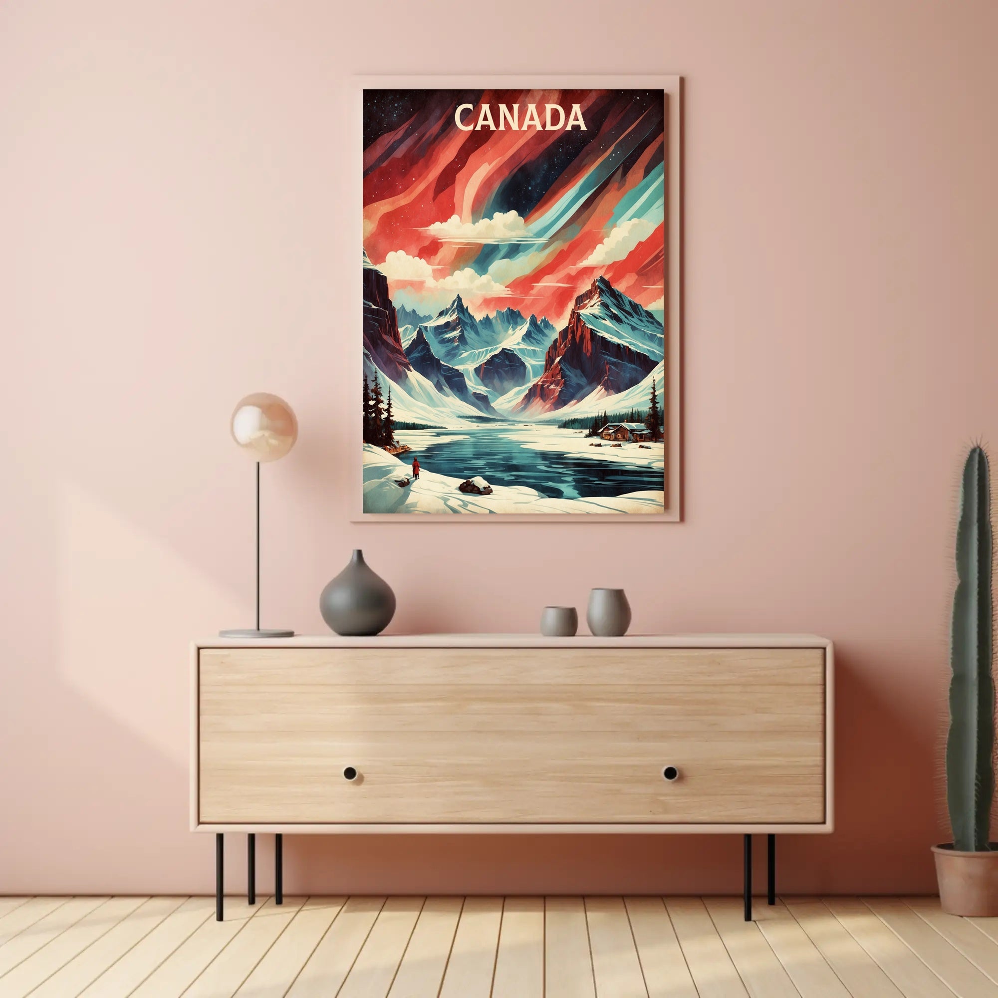 Canadian Winter Landscape with Northern Lights National Park Poster PosterGoat