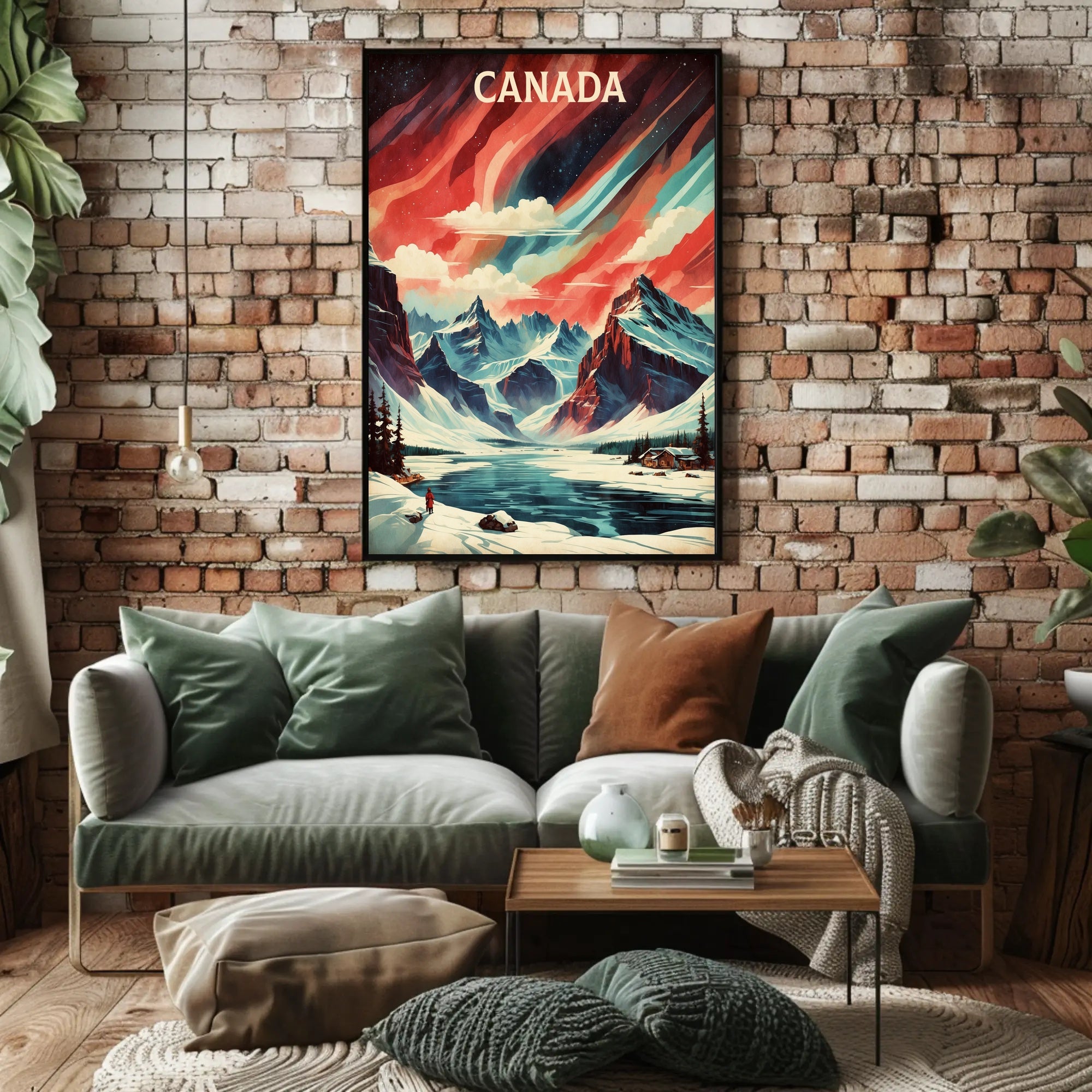 Canadian Winter Landscape with Northern Lights National Park Poster PosterGoat