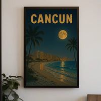 Cancun Night Beach Scene Travel Poster PosterGoat