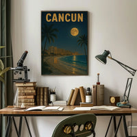 Cancun Night Beach Scene Travel Poster PosterGoat
