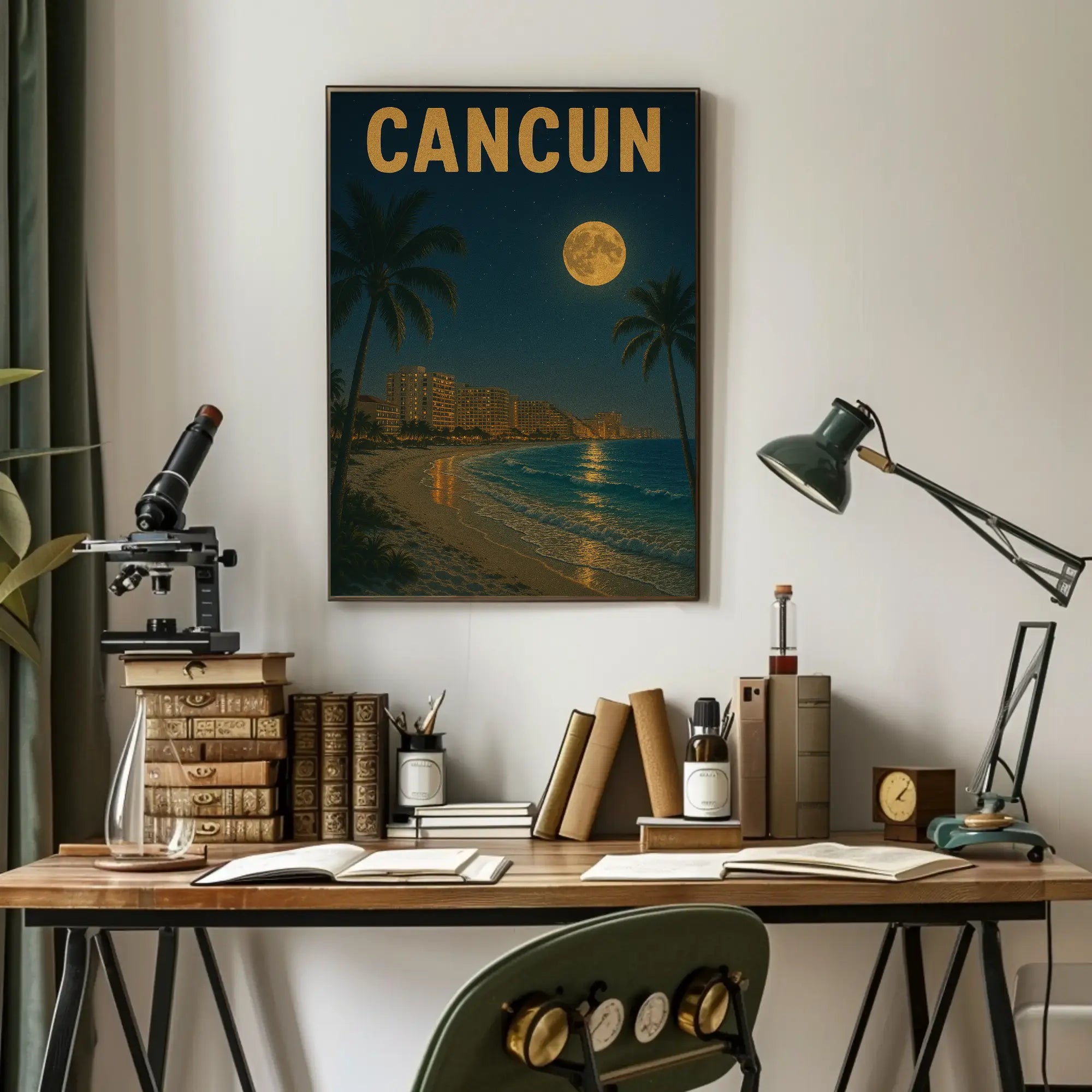Cancun Night Beach Scene Travel Poster PosterGoat