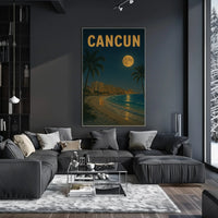 Cancun Night Beach Scene Travel Poster PosterGoat