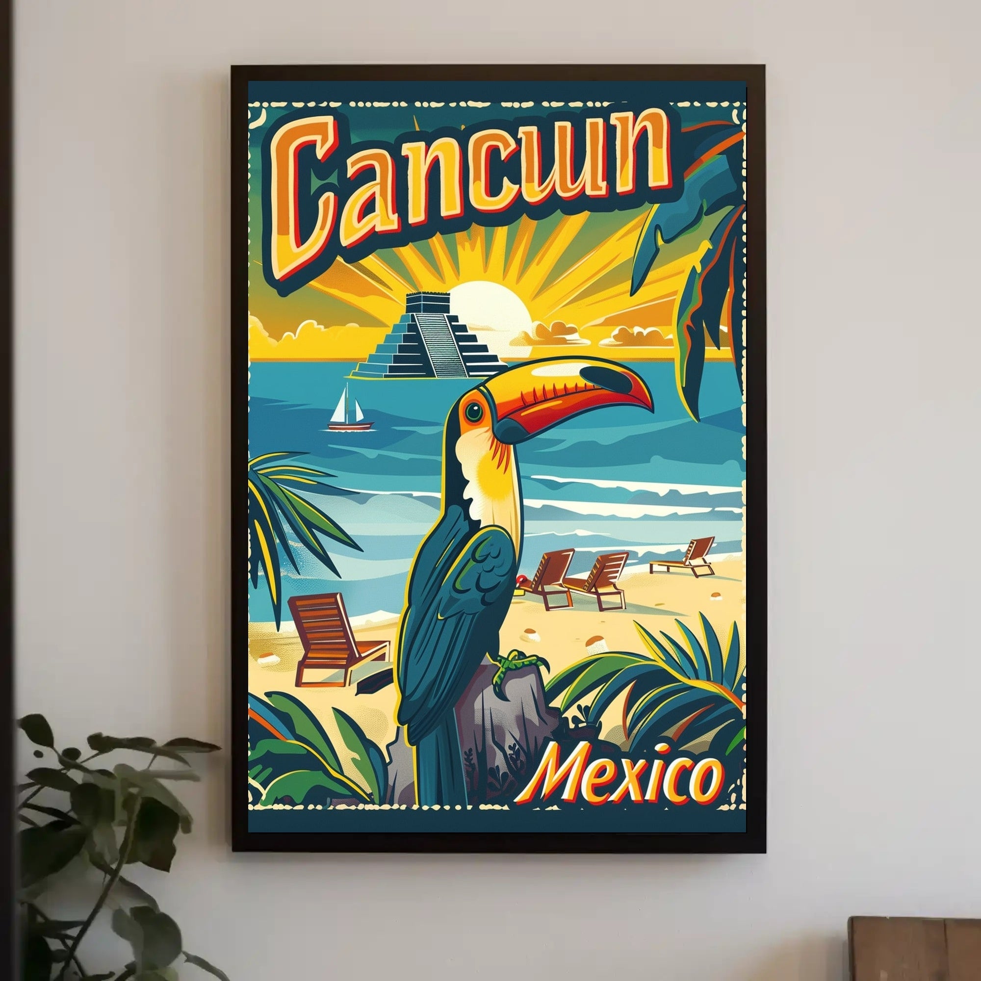 Cancun Tropical Escape Vintage Travel Advertisement PosterGoat