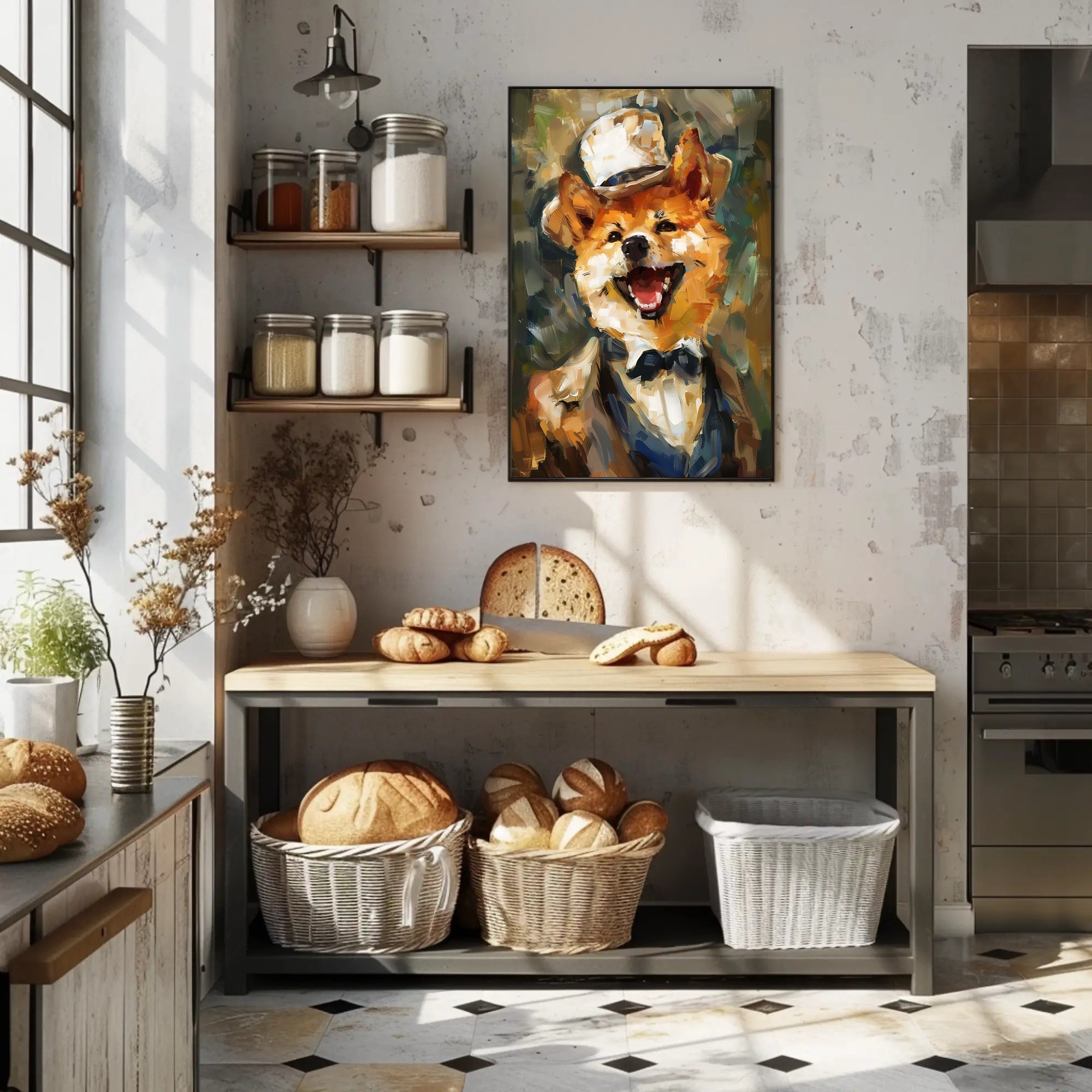 Canine Elegance: Anthropomorphic Shiba Inu Artistic Poster PosterGoat
