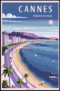 Cannes Coastal Elegance Vintage Travel Poster PosterGoat