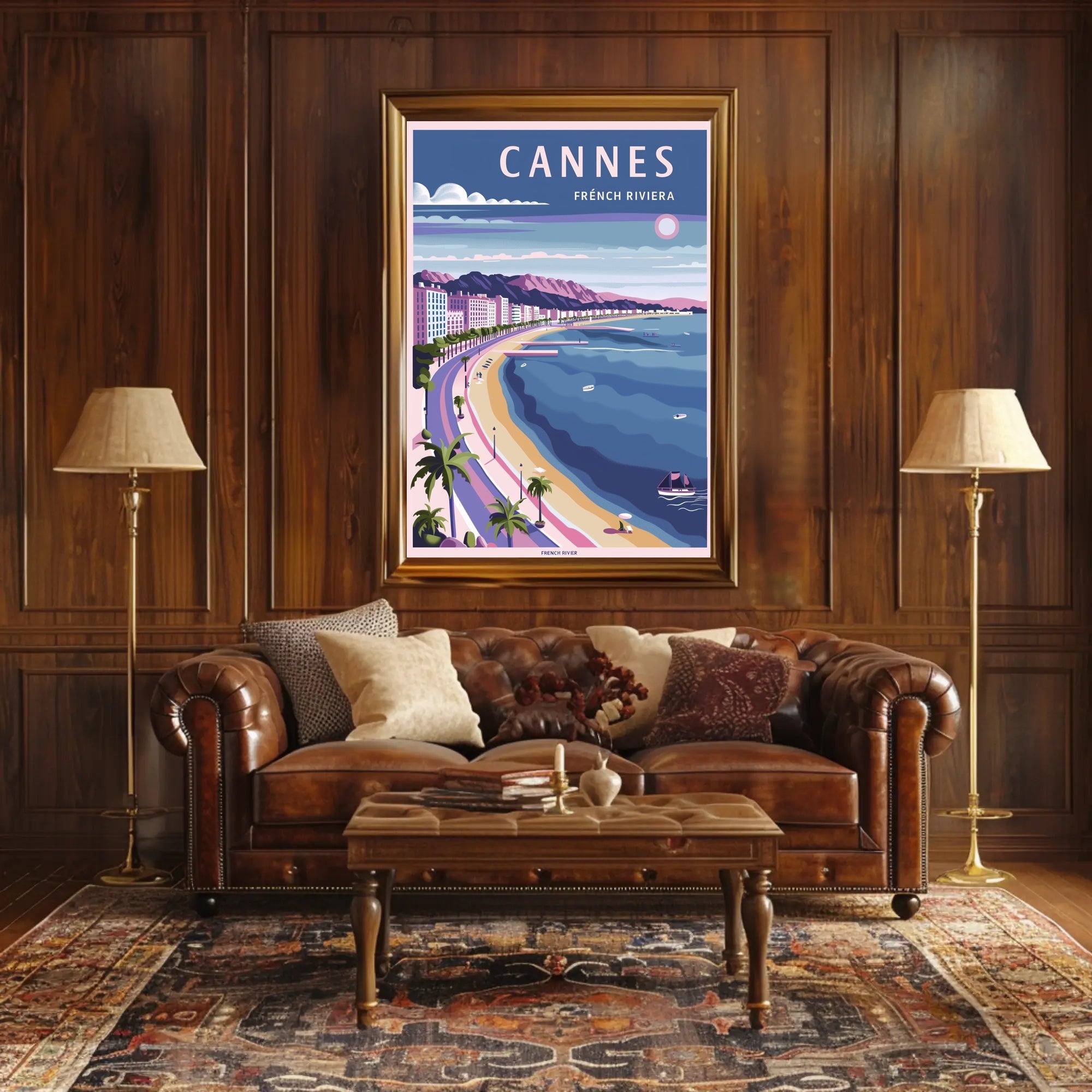 Cannes Coastal Elegance Vintage Travel Poster PosterGoat