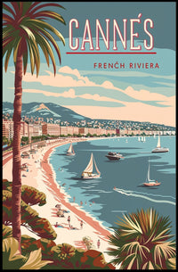 Cannes French Riviera Vintage Travel Poster PosterGoat