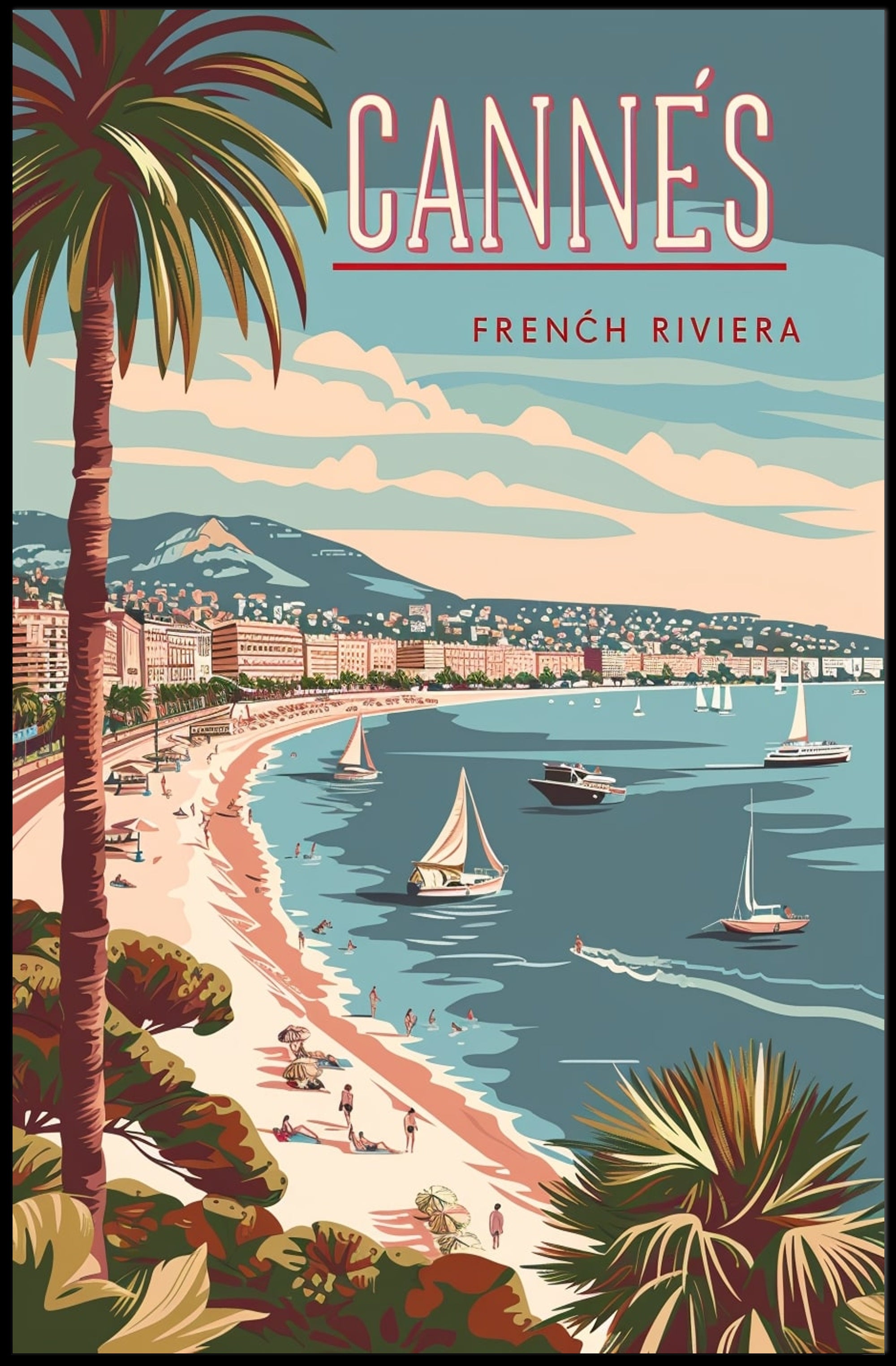 Cannes French Riviera Vintage Travel Poster PosterGoat