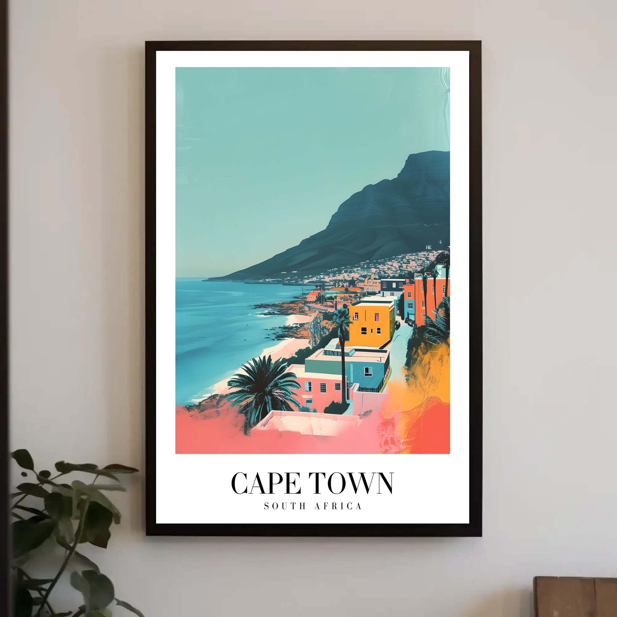 Cape Town Coastal Cityscape Illustration Travel Poster PosterGoat