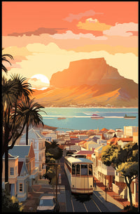 Cape Town Coastal Sunset Travel Poster PosterGoat