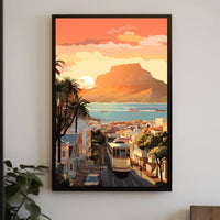 Cape Town Coastal Sunset Travel Poster PosterGoat