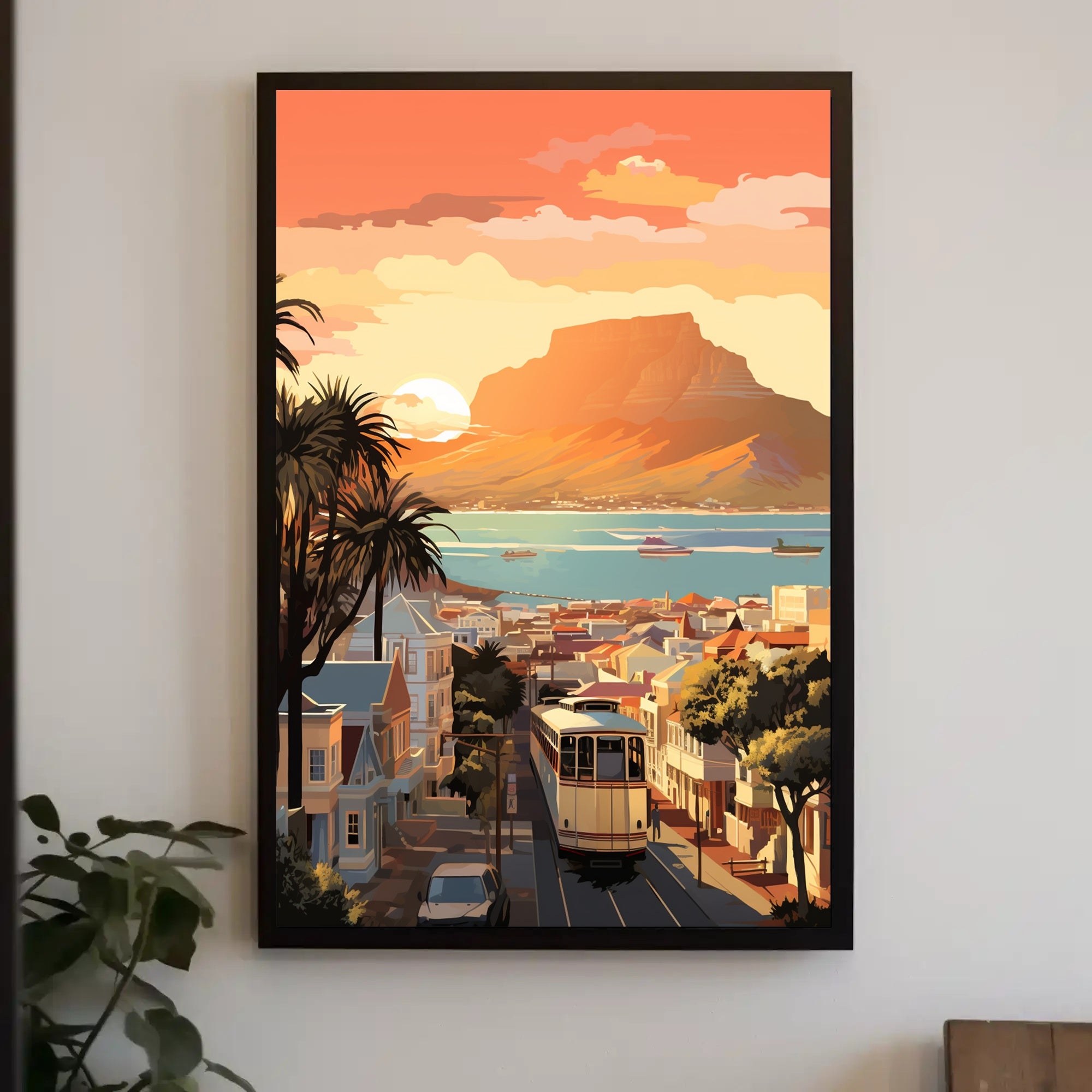 Cape Town Coastal Sunset Travel Poster PosterGoat