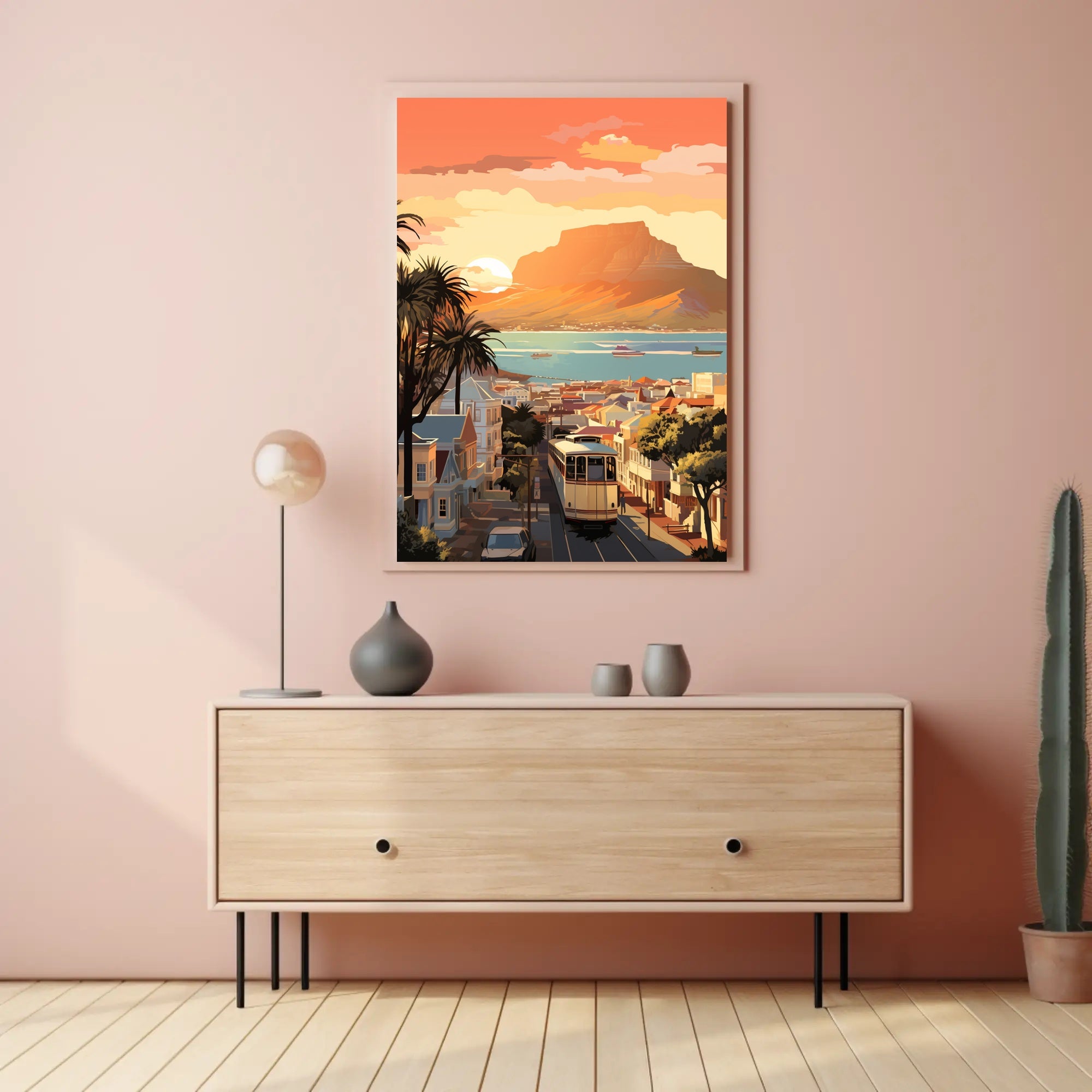 Cape Town Coastal Sunset Travel Poster PosterGoat