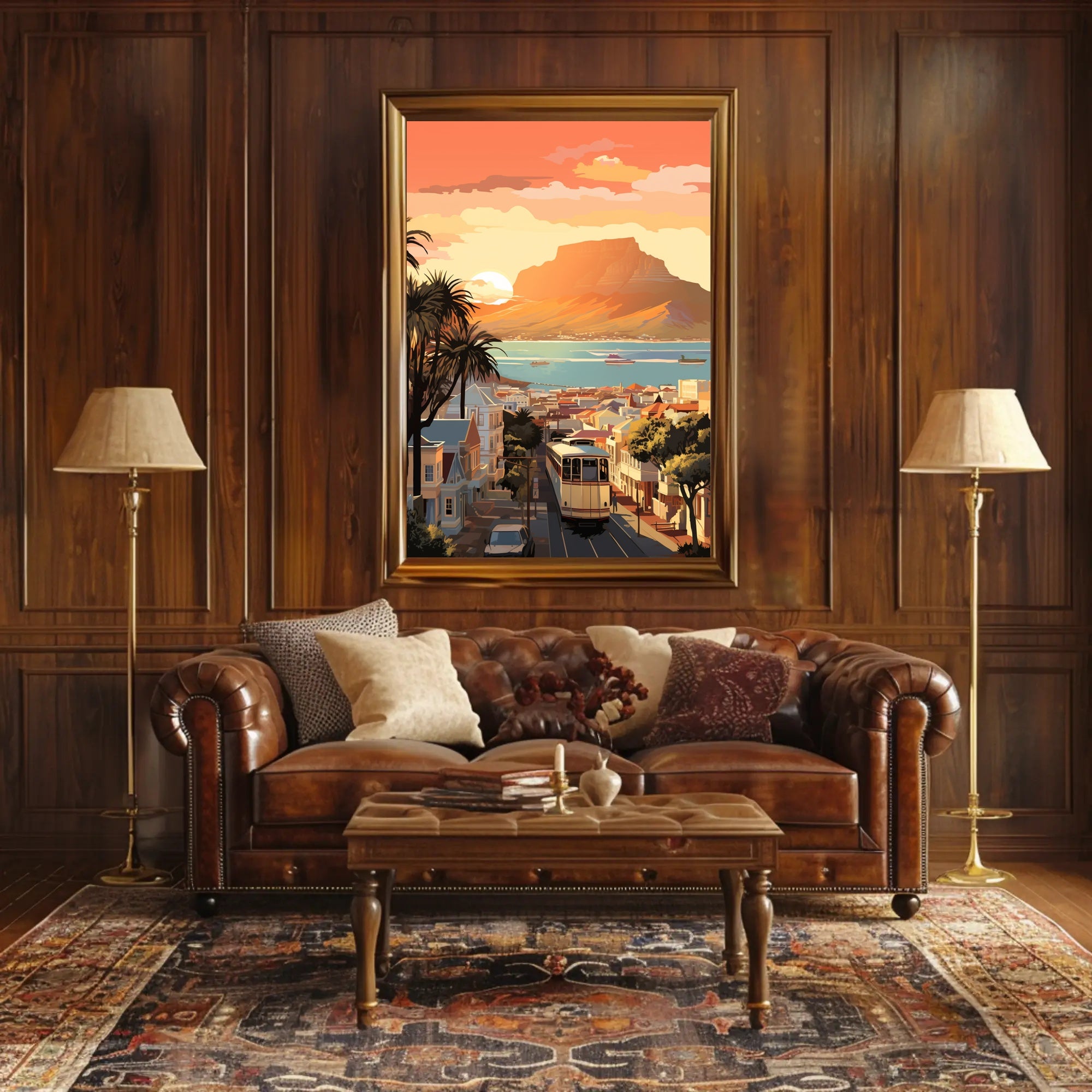 Cape Town Coastal Sunset Travel Poster PosterGoat